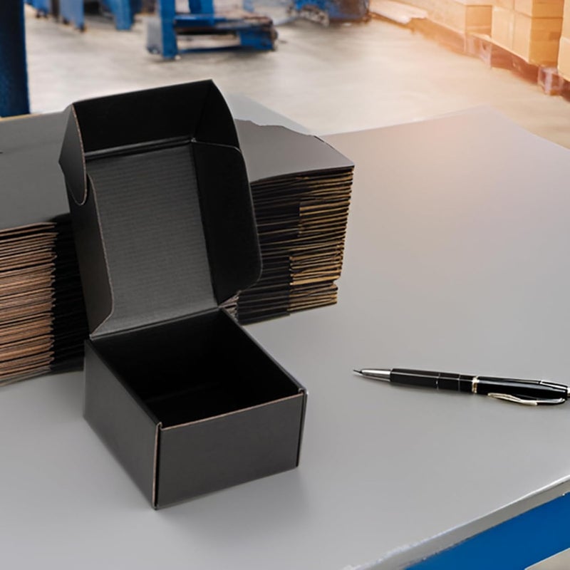 DUZCLI Small Shipping Boxes 6x6x4 Inches – Black Corrugated Cardboard Boxes (20-Pack) for Mailing, Packing, Small Business & Gift Packaging - Recyclable & Sturdy - Image 4
